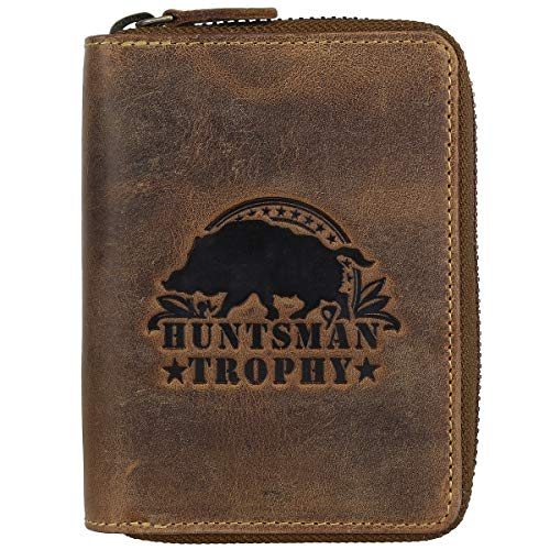 Greenburry Vintage Huntsman Trophy RFID Leder Reißverschluss Geldbörse Portemonnaie Geldbeutel BV-821A-HT-WB, Farbe:Braun von Greenburry