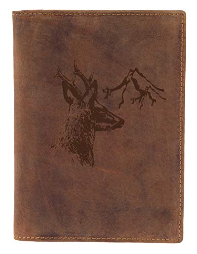 Greenburry Vintage Leder-Ausweismappe mit Jagd-Motiv - Jagdschein-Etui aus Leder - 16,5x12x1 cm von Greenburry