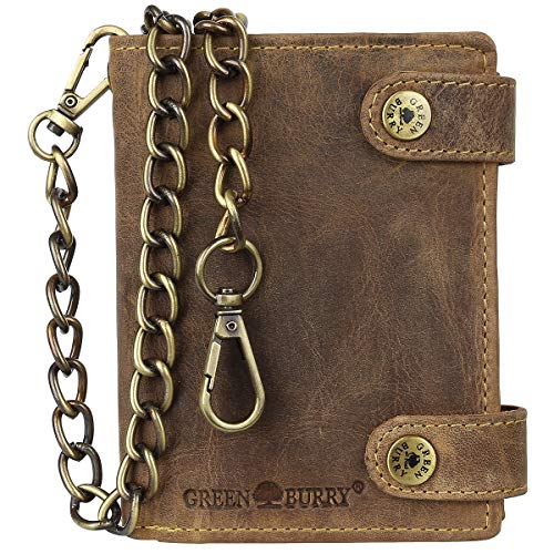 Greenburry Vintage RFID Leder Biker Wallet Geldbörse Portemonnaie mit Kette BV-1796AC-RFID-25/Chain von Greenburry