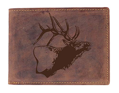 Greenburry Vintage Leder-Portmonee mit Hirsch Motiv I Herren-Geldbörse mit Hirsch Motiv I Leder-Geldbeutel für Jäger I Geschenk für Jäger von Greenburry