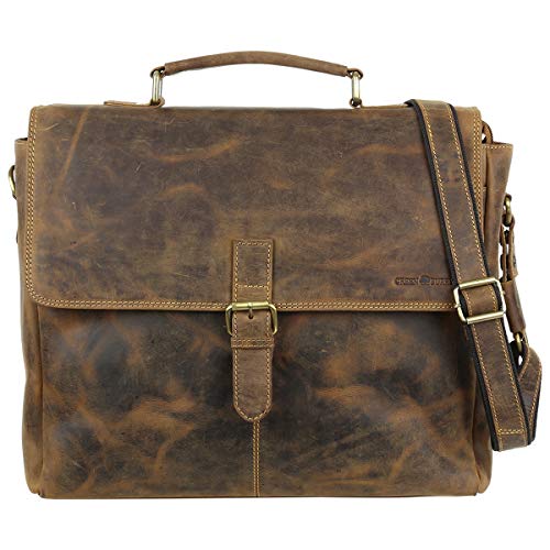 Greenburry Vintage Messenger Bag Tasche Leder 40 cm Laptopfach von Greenburry