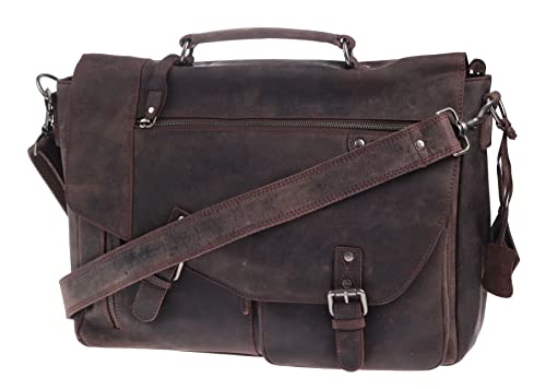 Greenburry Vintage Revival Umhängetasche Lehrertasche Braun 42x30x12cm Ledertasche Messenger von Greenburry