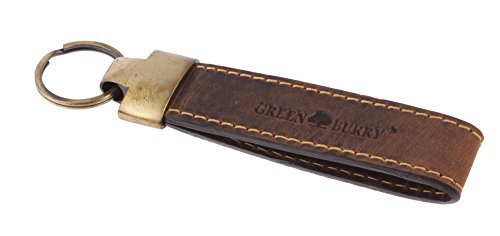 Greenburry Vintage Schlüsselanhänger-Leder braun I Echt Leder Schluesselanhaenger I 12 x 2 cm I Geschenk für Freundin-Freund I Vintage Schlüsselanhänger aus Leder von Greenburry