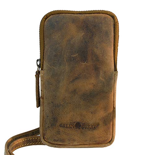 Greenburry Vintage Umhängetasche Braun 11x18x2,5cm Ledertasche Handtasche von Greenburry