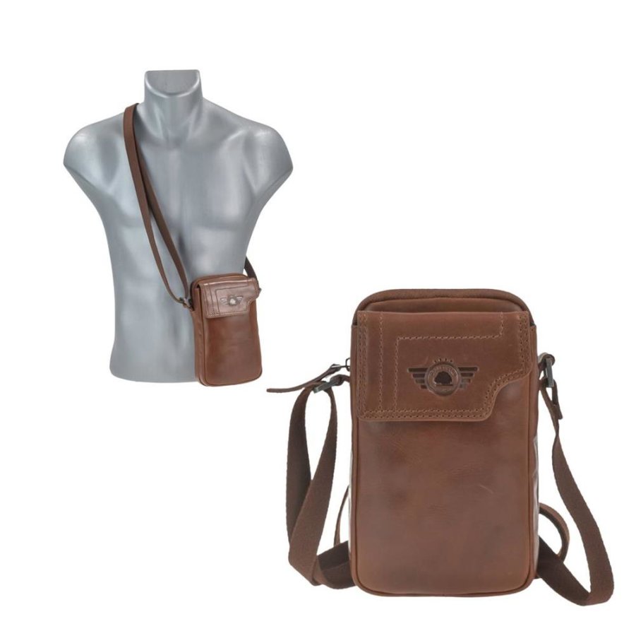 Handytasche zum Umhängen Leder 13x21cm Handy Umhängetasche Damen Herren "Waxy Vintage" von Greenburry