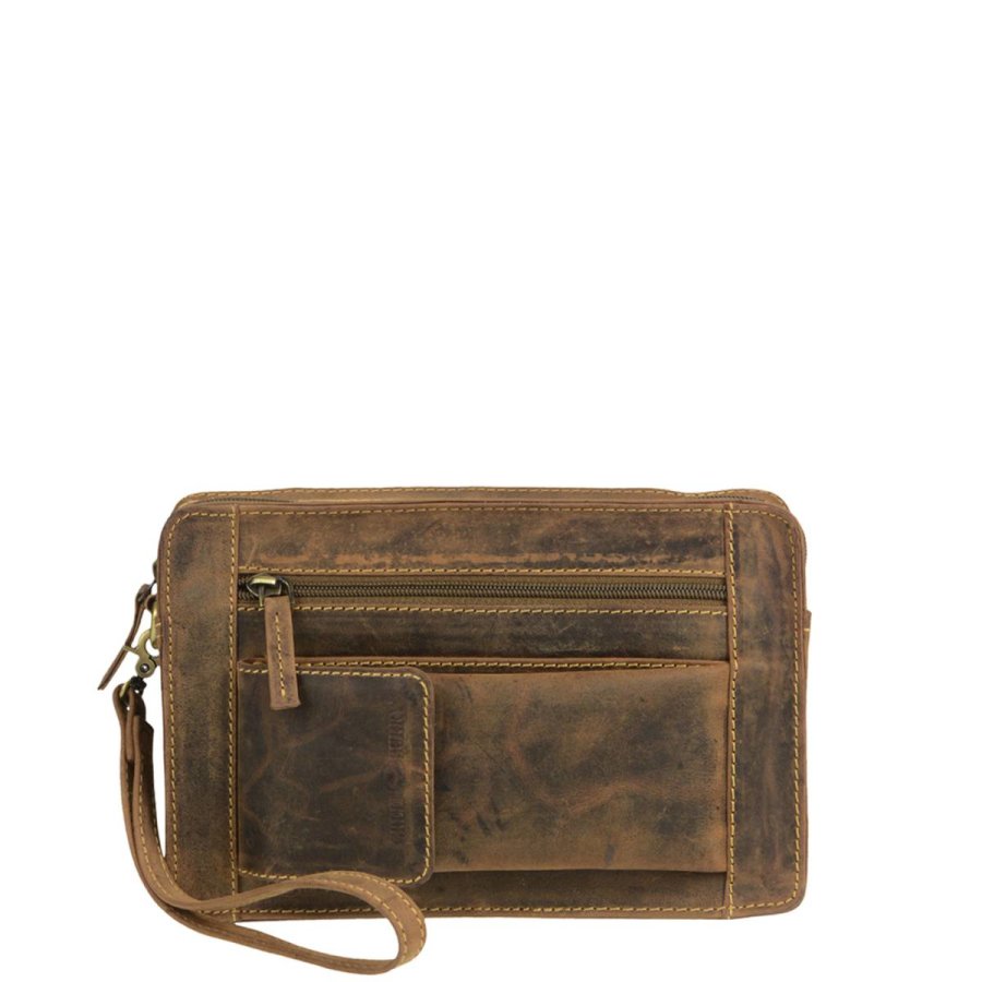 Handgelenktasche Herren Leder 15x23cm Vintage 1732M | Greenburry.de von Greenburry