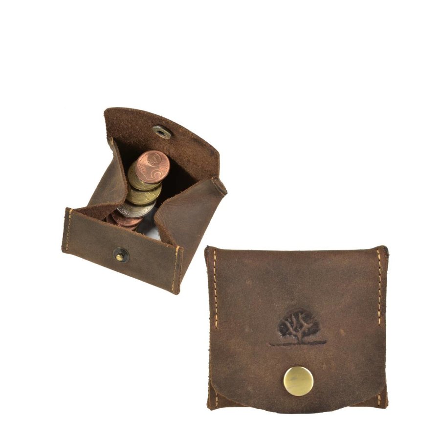 Kleine Münzbox Leder mit Druckknopf VINTAGE 1809 | Greenburry von Greenburry