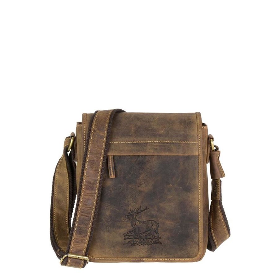 Umhängetasche Leder 24x27cm mit Hirsch "Vintage" antikbraun 1748A-STAG3 | Greenburry.de Umhängetasche Leder 24x27cm mit Hirsch "Vintage" antikbraun 1748A-STAG3 | Greenburry.de von Greenburry