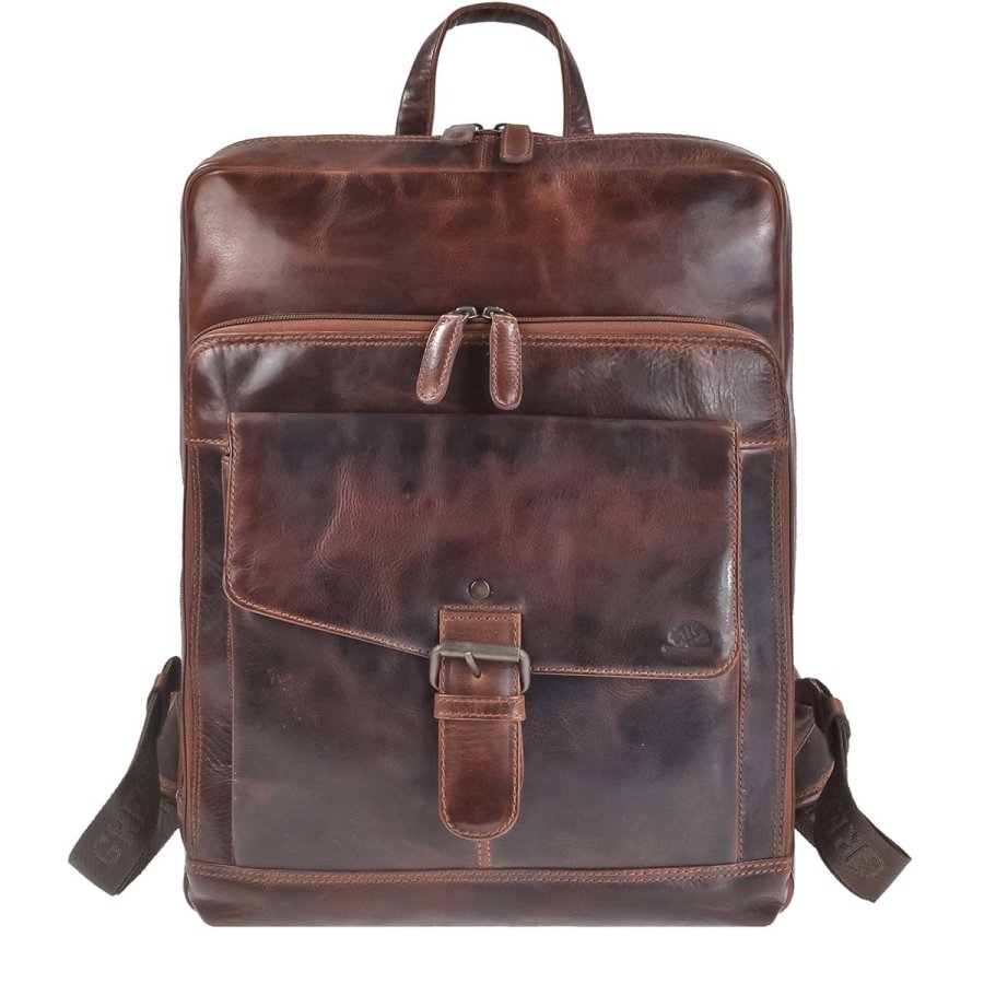 Rucksack Leder 30x39cm "Rugged" teak brown 1307-25 | Greenburry.de von Greenburry