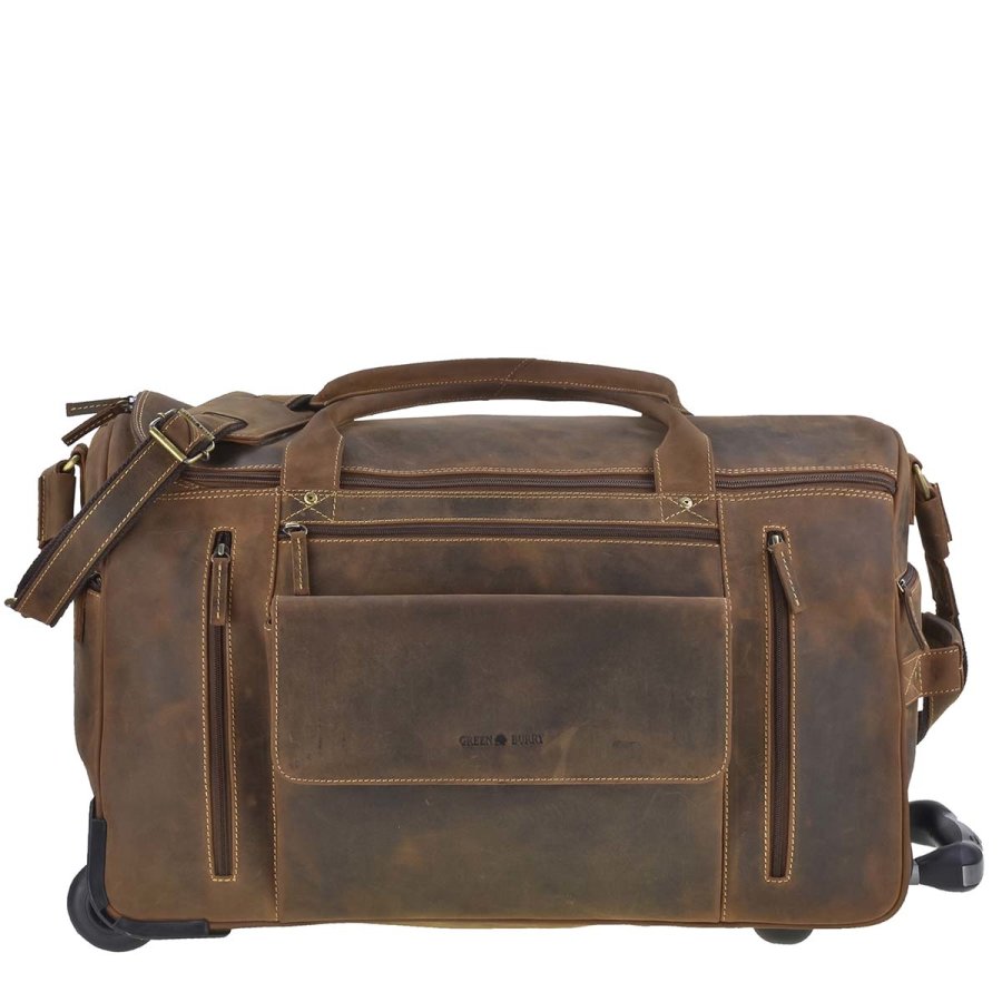 Reisetasche Leder mit Rollen 54x37cm Vintage 1736-T-25 | Greenburry.de von Greenburry