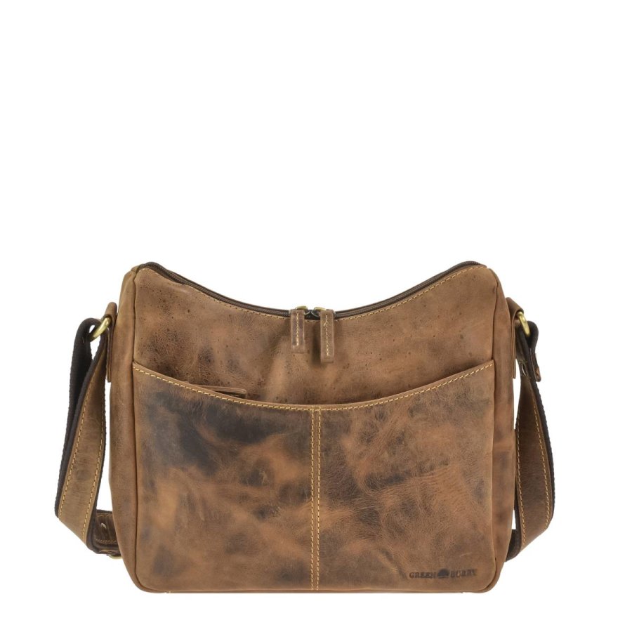 Umhängetasche Leder 30x24cm "Vintage" Hobo Bag antikbraun | Greenburry von Greenburry