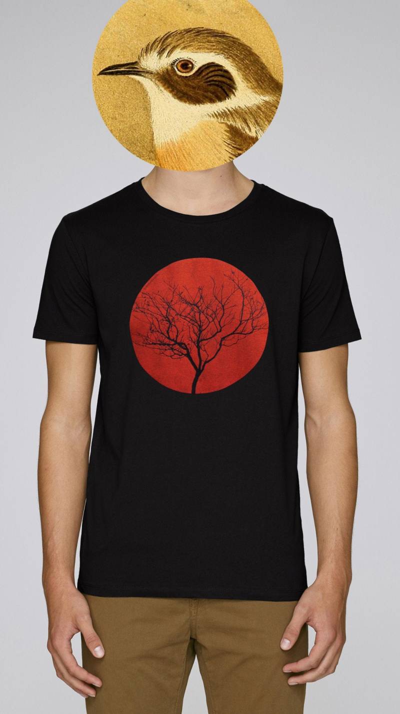 Baum, Sonne, Mond, Schwarzes T-Shirt, Herren, Schmale Passform, 100 % Bio-Baumwolle von Greendiv