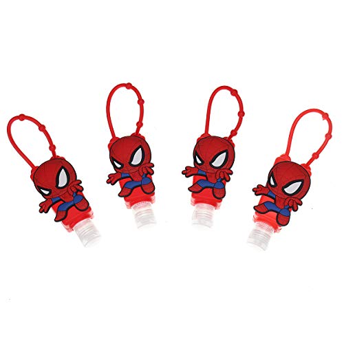 Handdesinfektionsmittel-Halter, Schlüsselanhänger, niedlicher Spiderman-Händedesinfektionsmittel, Halter für Kinder, 28 ml, 4 Sets von niedlichen, leeren Händedesinfektionsmittelflaschen von Greenf