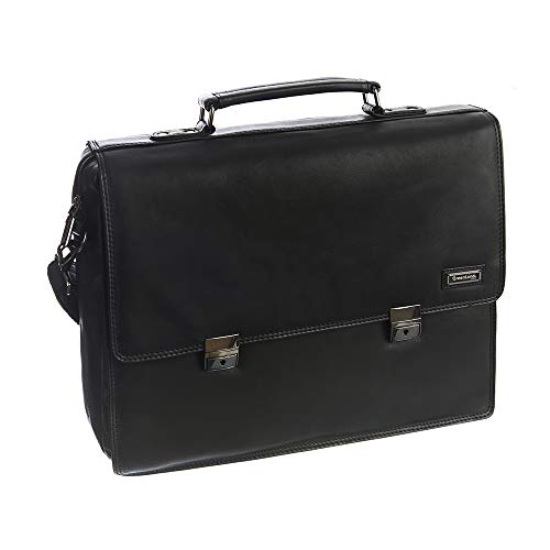 Greenland Nature Black Nappa Aktentasche Leder 40 cm Laptopfach von Greenland Nature