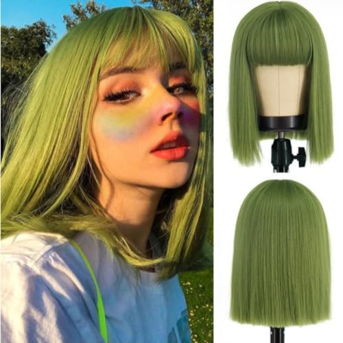 Greenmirr Grüne Bob Perücken Synthetische Perücken mit natürlichem langem geradem hitzebeständigem Faserhaar für Frauen Cosplay Ersatz Perücke 12in Greenmirr Grüne Bob Perücken Synthetische Perücken mit natürlichem langem geradem hitzebeständigem Faserhaar für Frauen Cosplay Ersatz Perücke 12in von Greenmirr