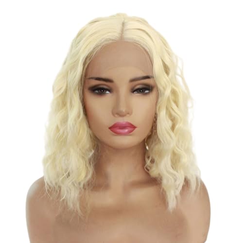 Greenmirr Kurz Wavy 613 Blonde Lace Front Perücken 13X4 Lace 14in for Women Daily Cosplay Replacement Wig von Greenmirr
