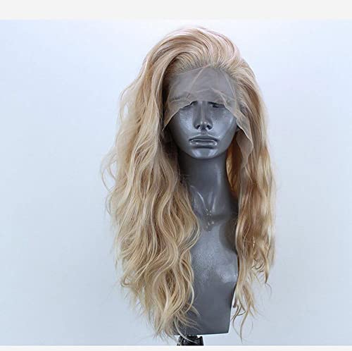 Greenmirr Synthetische Wellige Blonde Lace Front Perücken 13x4 Lace mit natürlichem langem hitzebeständigem Faserhaar für Frauen Tägliche Cosplay Ersatz Perücke 24in von Greenmirr