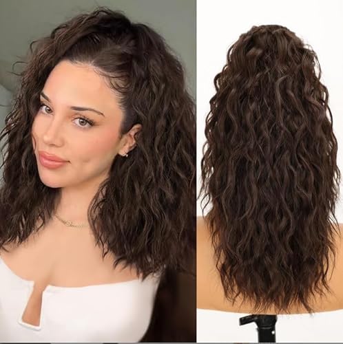 Greenmirr Pferdeschwanz Verlängerung Klaue Clip 18 Zoll für Frauen Multi Layered Fluffy Dicke Lockige Kiefer Clip in Wellige Synthetische Haarteil (6 Brown) von Greenmirr
