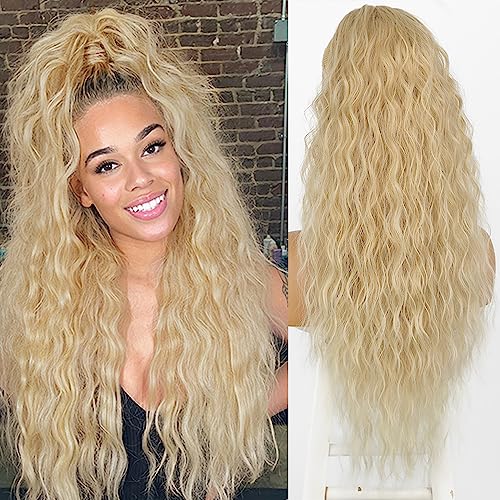 Lange Zopf Lockige Pferdeschwanz Extensions 26in Synthetisch mit Drawsting Pferdeschwanz Extension Haarteil für Frauen (27-613 Blonde) von Greenmirr