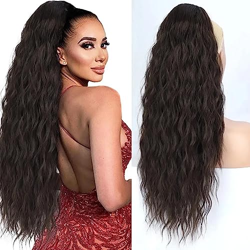Lange Zopf Lockige Pferdeschwanz Extensions 26in Synthetisch mit Drawsting Pferdeschwanz Extension Haarteil für Frauen (6# Brown) von Greenmirr