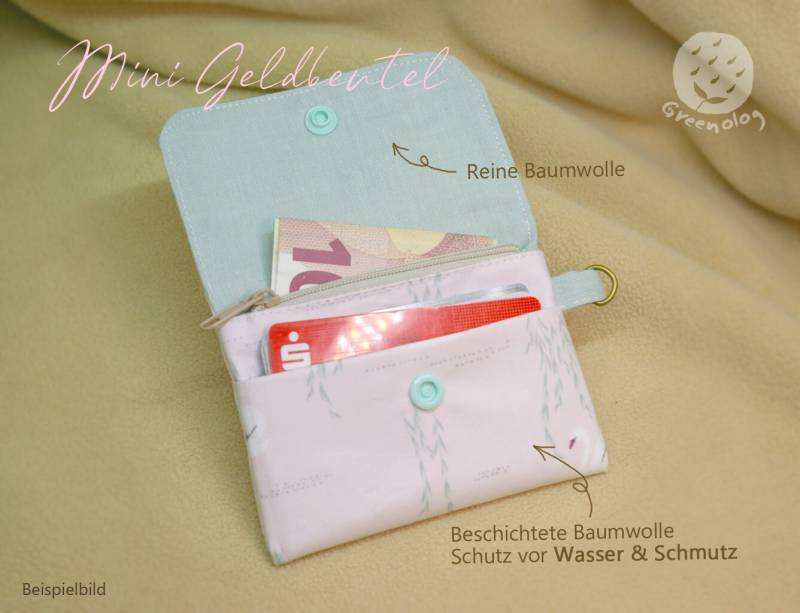 Mini Geldbeutel, Geldbörse, Portemonnaie Aus Beschichtete Baumwolle, Wasserdicht, Kartenetui, Reißverschluss Kartenfächer Mit Münzfach von Greenolog