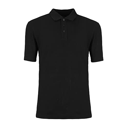 Poloshirt Herren, T-Shirt mit Kragen, Polo Shirt Basic, Polohemd Herren einfärbig, Premium Qualität, schwarz, XXL von Greenpark