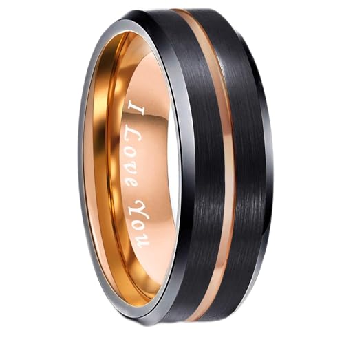 Greenpod Herren-Ehering aus Wolfram, 6 mm, 8 mm, 10 mm, Gravur "I Love You", schmal, Blau/Rotgold/Schwarz, bequeme Mitte, Größe 6-17, Wolfram, Wolfram Greenpod Herren-Ehering aus Wolfram, 6 mm, 8 mm, 10 mm, Gravur "I Love You", schmal, Blau/Rotgold/Schwarz, bequeme Mitte, Größe 6-17, Wolfram, Wolfram von Greenpod