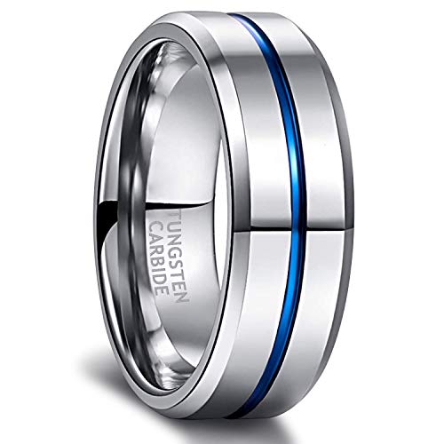 Greenpod Herren-Ehering aus Wolfram, 6 mm, 8 mm, 10 mm, mit Gravur "I Love You", dünn, Blau/Rotgold/Schwarz, Mittelrille, bequeme Passform, Größe 6–17, Wolfram, Wolfram Greenpod Herren-Ehering aus Wolfram, 6 mm, 8 mm, 10 mm, mit Gravur "I Love You", dünn, Blau/Rotgold/Schwarz, Mittelrille, bequeme Passform, Größe 6–17, Wolfram, Wolfram von Greenpod