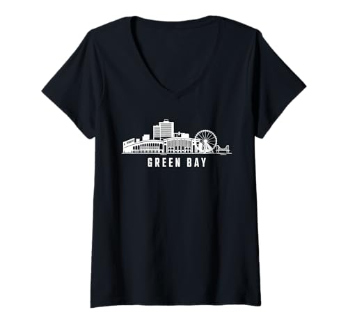 Damen Skyline von Greensboro T-Shirt mit V-Ausschnitt von Greensboro Town