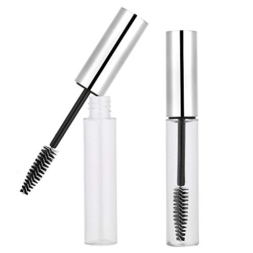 10ml Leere Mascara Tube mit Wimpernbürste Transparent Wimpern Creme Containe Nachfüllbar DIY Container für Wimpernwachstum (10-ml-Verschluss in leuchtendem Silber) von Greensen