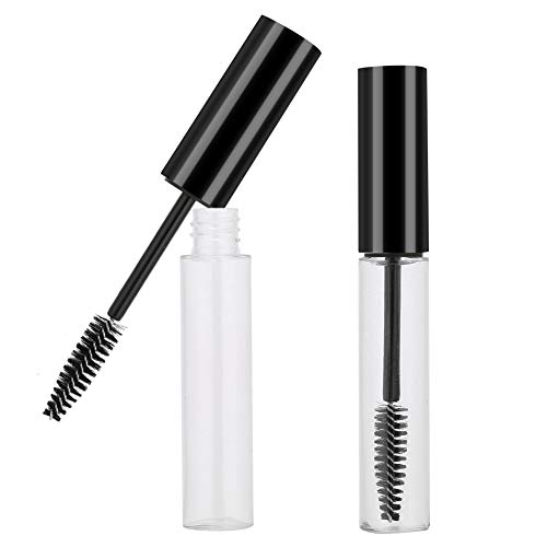 10ml Leere Mascara Tube mit Wimpernbürste Transparent Wimpern Creme Containe Nachfüllbar DIY Container für Wimpernwachstum (10 ml schwarzer Verschluss) von Greensen