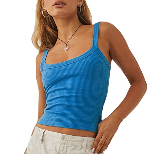 Damen Crop Tank Top Spaghetti Tops Ärmellos Elegant Quadratischer Crop Tops Slim Fit Tank Top Sommer Shirts Oberteile (XL) von Greensen