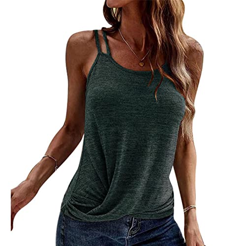 Damen Oberteile Basic Tank Tops Damen Sommer Bluse Ärmellose T-Shirt Elegant Tank Top Sommer Unterhemd Shirts Oberteile(L-Dunkelgrün) von Greensen