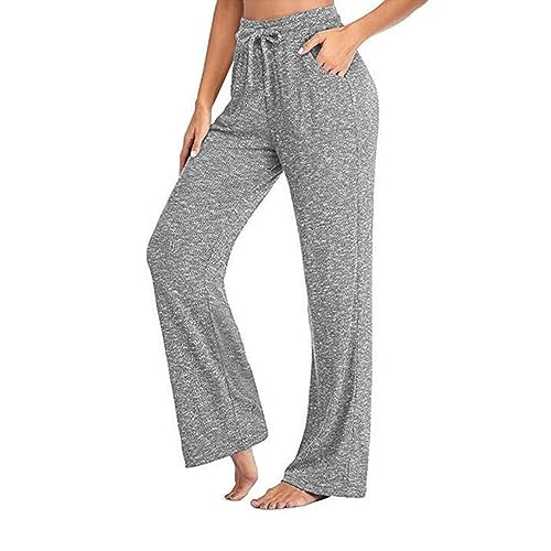 Greensen Damen Freizeit Hose Sommerhose mit Kordelzug und Taschen Weites Bein Straighthose Bauchkontrolle Fitness Arbeit Sporthose (XXL) von Greensen