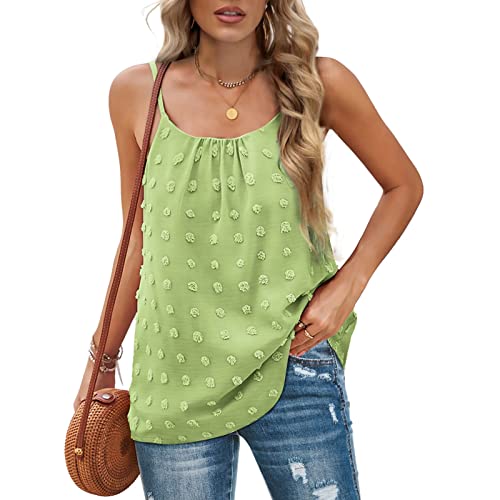 Rundhals Damen Sommer Bluse Casual Tank Top Ärmellose T-Shirt Elegant Spaghetti Top Sommer Locker Basic Tank Tops Shirt(XL-Grün) von Greensen