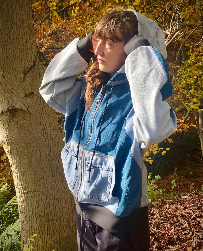 Jeansjacke/Jeans-Kord Jacke Einzelstück Designerjacke Hoodyjacket Streetstyle Unisex Vintage Denim Slowfashion von GreenvibesByRottes