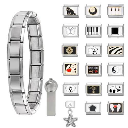 Greenyre 20PCS Italian Charm Bracelet set,18 zusätzlich Italian Charms mit Öffnungswerkzeugen,9mm DIY Module Italian Charm Bracelet Charms,Italian Style Charms für Damen von Greenyre