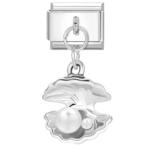 Greenyre Italian Charm Bracelet,Silber Italian Charms,9mm Edelstahl DIY Abnehmbar Module für Italienische Armbänder,Armband Charms für Armketten,Geschenke für Freund/Families(shell) von Greenyre