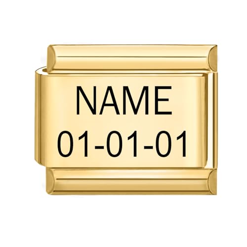 Greenyre Italian Charm Bracelet Gold,Personalised Italian Charms with Text,Customized Any Name Date Fits All 9mm Italienische Stil Charm Armbänder,Italian Style Charms für Damen Mädchen von Greenyre