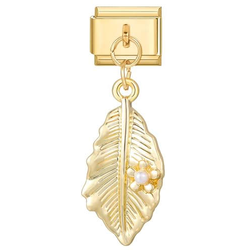 Greenyre Italian Charm Bracelet Gold 9mm, italian charms mit Anhänger, italian style charms für damen, DIY Abnehmbar Module für Italienische Armbänder, Armband Zubehör von Greenyre