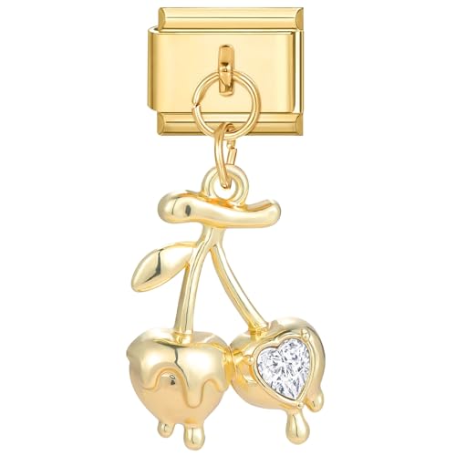 Greenyre Italian Charm Bracelet Gold 9mm, italian charms mit Anhänger, italian style charms für damen, DIY Abnehmbar Module für Italienische Armbänder, Armband Zubehör von Greenyre