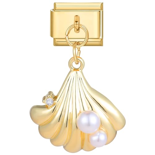 Greenyre Italian Charm Bracelet Gold 9mm, italian charms mit Anhänger, italian style charms für damen, DIY Abnehmbar Module für Italienische Armbänder, Armband Zubehör von Greenyre