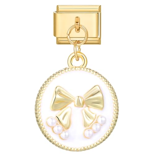 Greenyre Italian Charm Bracelet Gold 9mm, italian charms mit Anhänger, italian style charms für damen, DIY Abnehmbar Module für Italienische Armbänder, Armband Zubehör von Greenyre