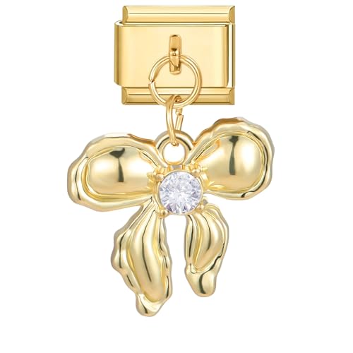 Greenyre Italian Charm Bracelet Gold 9mm, italian charms mit Anhänger, italian style charms für damen, DIY Abnehmbar Module für Italienische Armbänder, Armband Zubehör von Greenyre