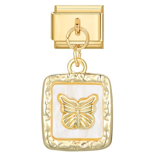 Greenyre Italian Charm Bracelet Gold 9mm, italian charms mit Anhänger, italian style charms für damen, DIY Abnehmbar Module für Italienische Armbänder, Armband Zubehör von Greenyre