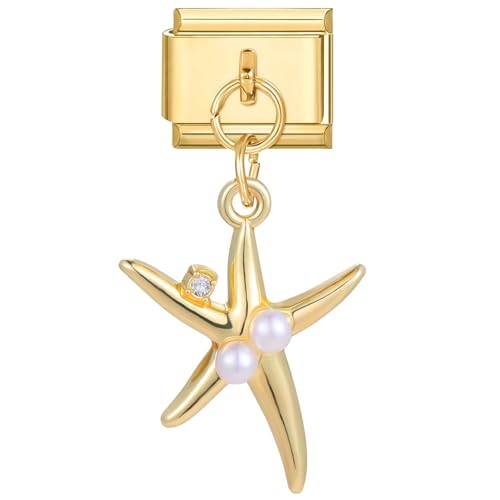 Greenyre Italian Charm Bracelet Gold 9mm, italian charms mit Anhänger, italian style charms für damen, DIY Abnehmbar Module für Italienische Armbänder, Armband Zubehör von Greenyre