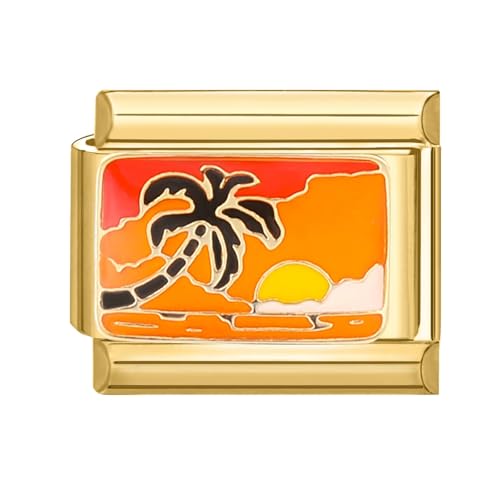 Greenyre Italian Charm Bracelet Italian Charms gold-9mm,Titanstahl Module für Italienische Armbänder,DIY Italienisches Style Charm für damen Armband Zubehör von Greenyre