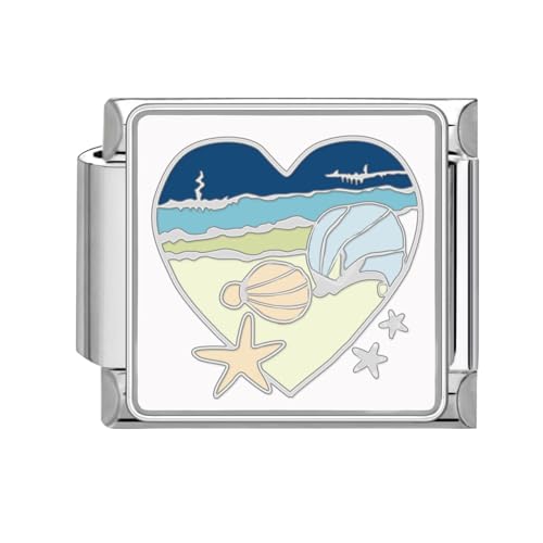 Greenyre Italian Charm Bracelet Silber 9mm Blauer Italian Style Charms für Damen, DIY Abnehmbar Titanstahl Module für Italienische Armbänder(Blue Charms 01) von Greenyre