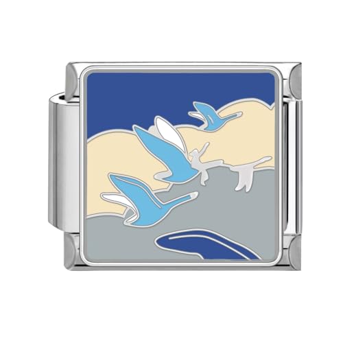 Greenyre Italian Charm Bracelet Silber 9mm Blauer Italian Style Charms für Damen, DIY Abnehmbar Titanstahl Module für Italienische Armbänder(Blue Charms 05) von Greenyre