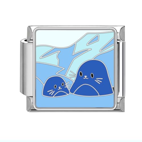 Greenyre Italian Charm Bracelet Silber 9mm Blauer Italian Style Charms für Damen, DIY Abnehmbar Titanstahl Module für Italienische Armbänder(Blue Charms 07) von Greenyre